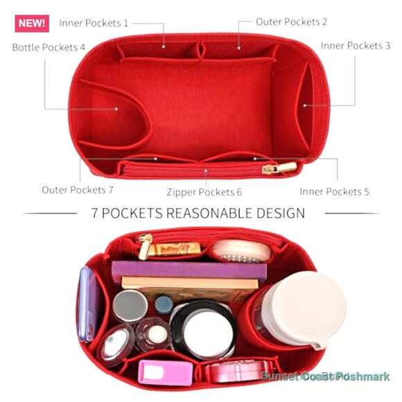 Felt Purse Organizer Insert with Multiple Pockets - Picture 6 of 6